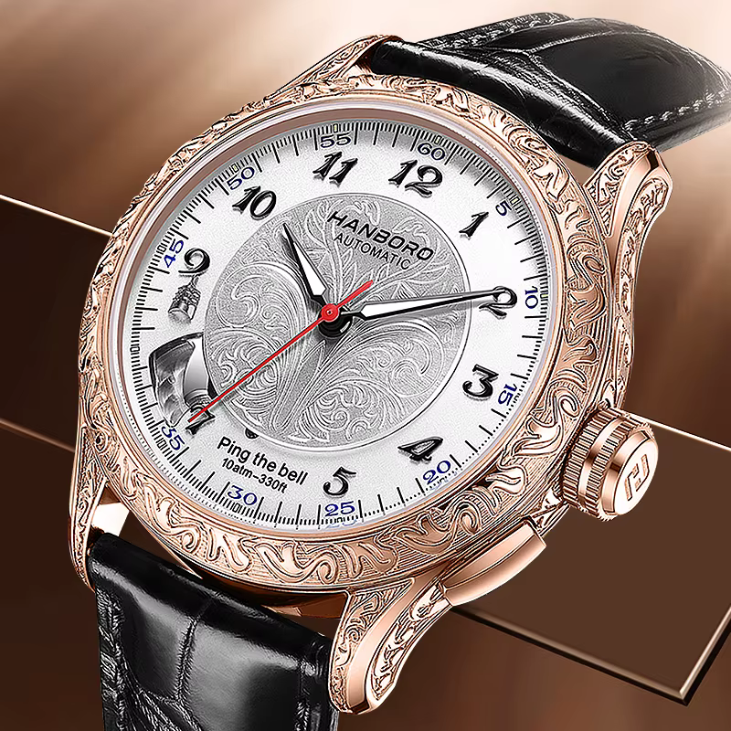 Montre mécanique rétro pour homme HANBORO MIYOTA avec mouvement modifié