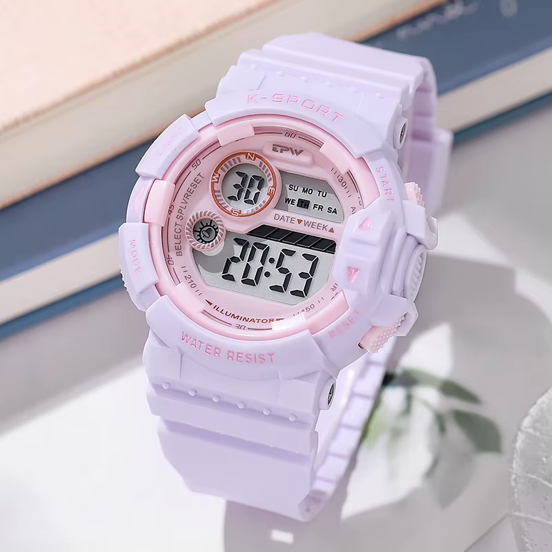 TPW montre numérique couleur bonbon pour adolescentes résistant à l'eau mode école étudiant montre-bracelet