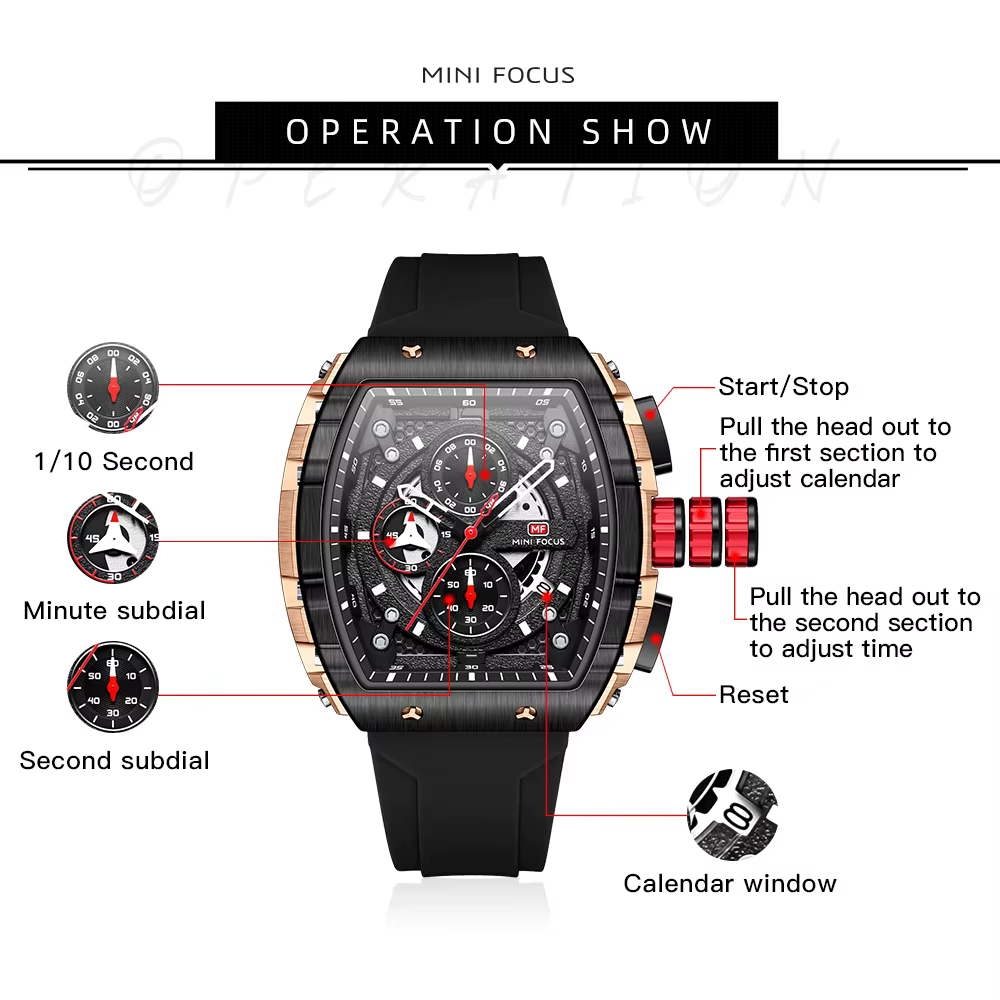 MINI FOCUS-Montre à Quartz pour Homme, Marque de Luxe, Chronographe, dehors