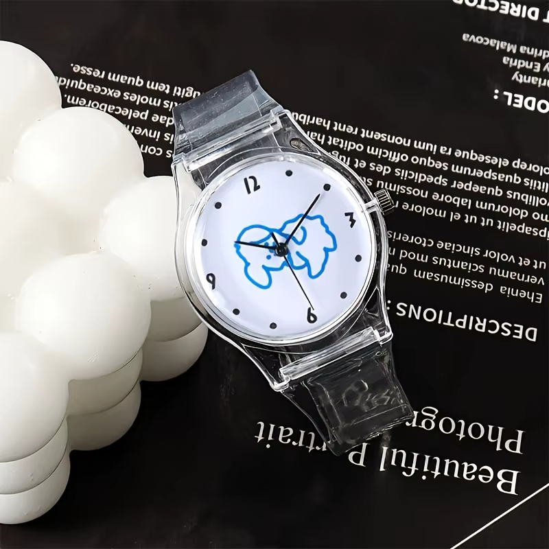 Montre Transparente Ours Style Ins - Montre-Bracelet à Quartz Mignonne et Polyvalente pour Étudiants