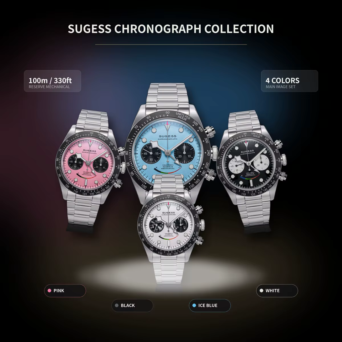 Montre chronographe pour homme Sugess ST1907