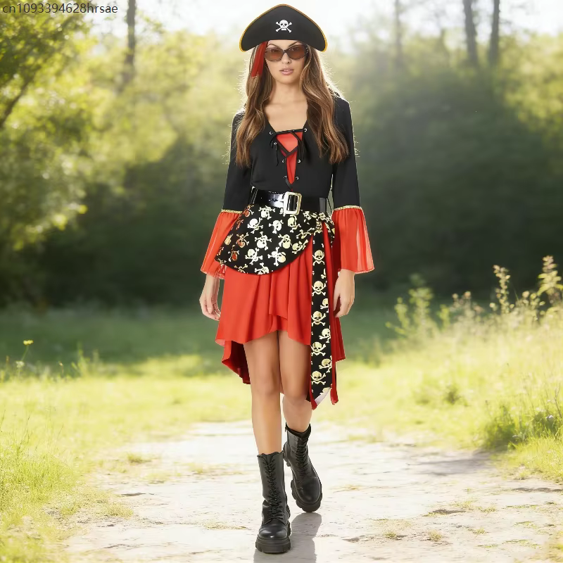Costume de pirate pour femme, tenue de cosplay de capitaine gothique, robe de fantaisie sexy pour adultes, performance scénique
