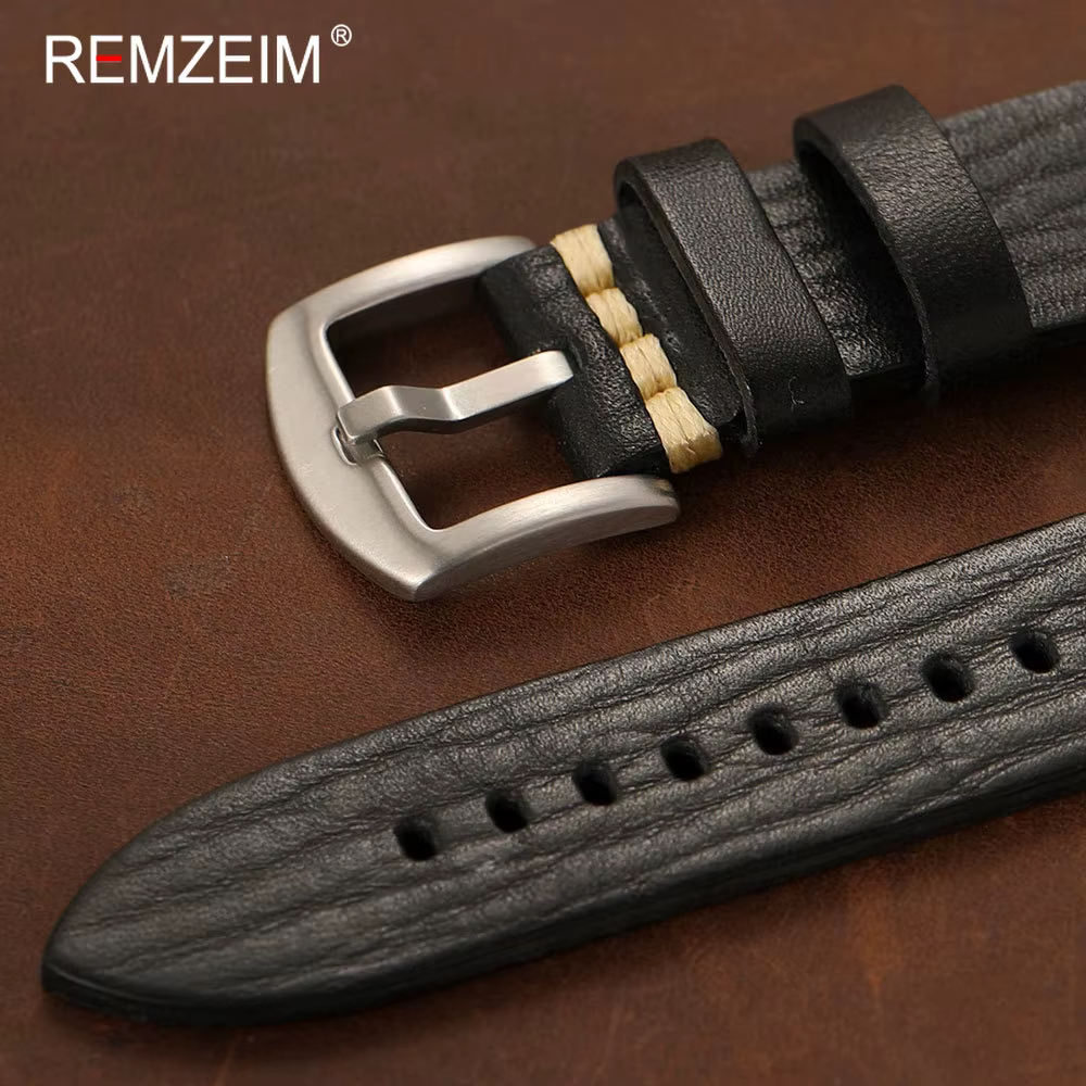 Bracelet de montre en cuir tanné végétal pour hommes