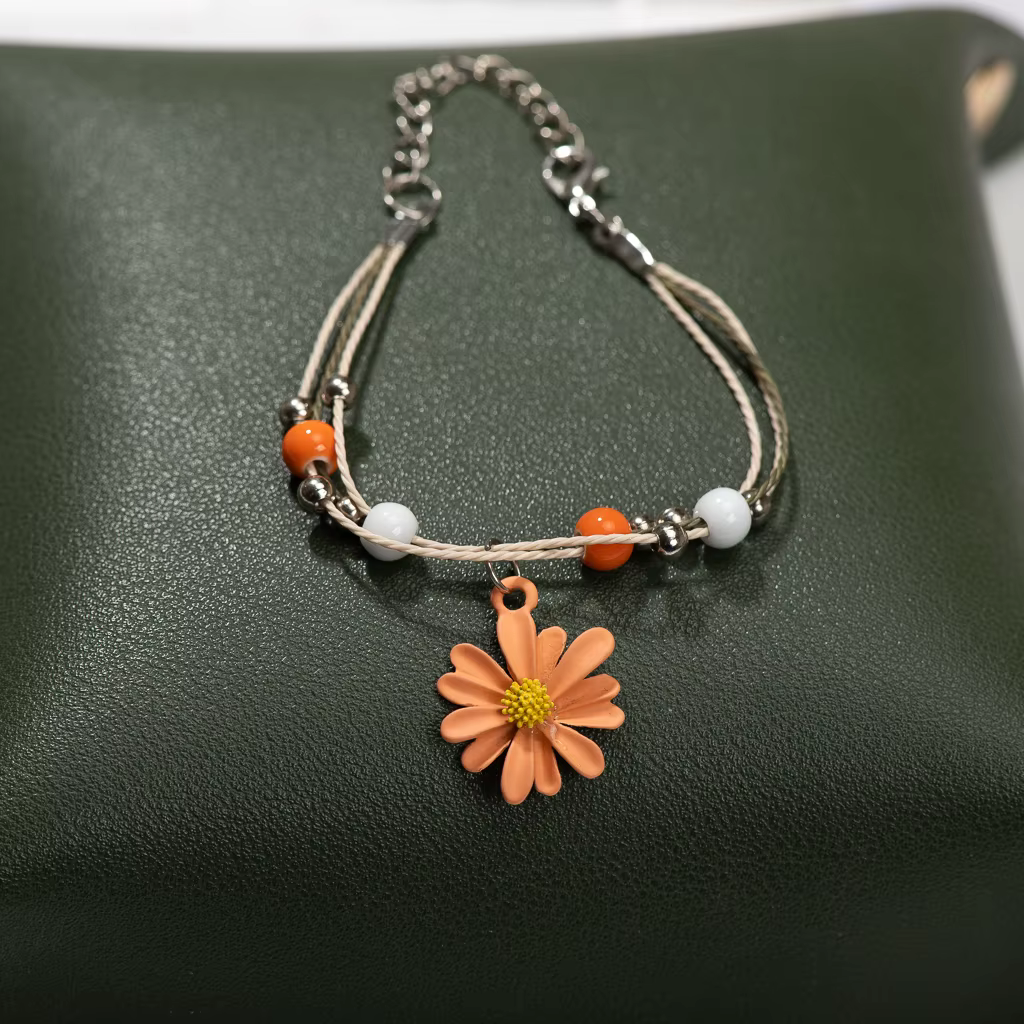 Destroy Andrloy-Bracelet en céramique fait à la main pour femme, fleur en alliage, cadeau, H803
