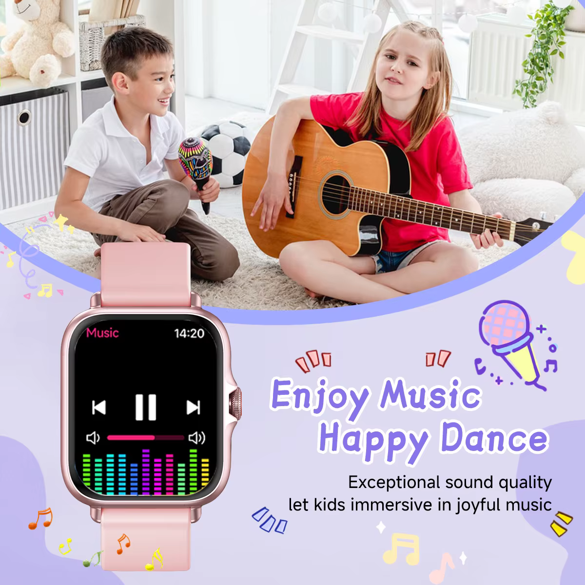 Nouvelle Montre Connectée Enfant 2026 1.83'' HD Appel Bluetooth Partenaire d'Étude Lecteur de Musique Multilingue Mini Jeux Calculatrice Cadeau d'Anniversaire