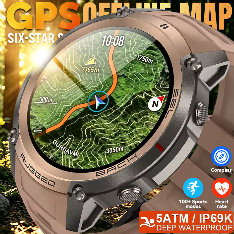 Montre connectée militaire LIGE avec GPS intégré