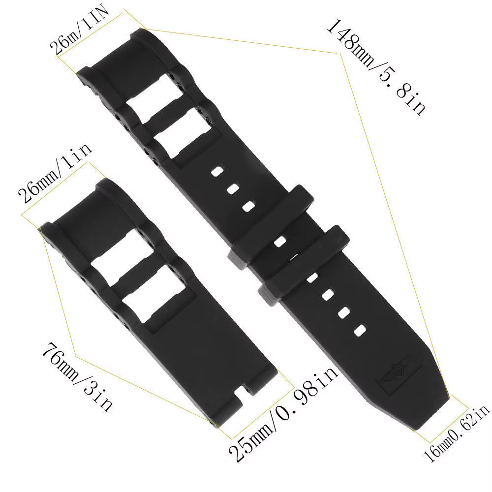 Bracelet de montre en caoutchouc de silicone noir