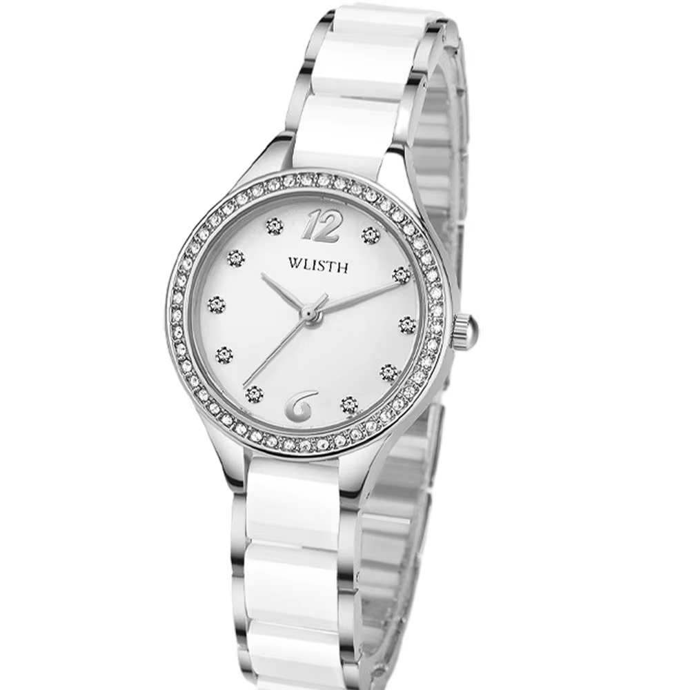 Montre-bracelet en céramique blanche pour femme