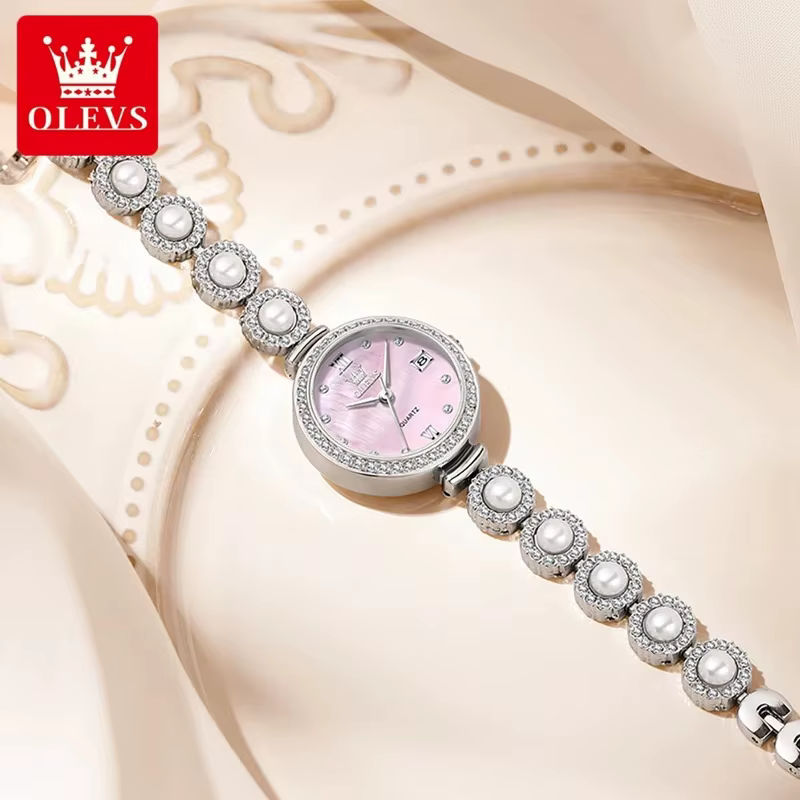 OLEVS 5635 Vintage diamant incrusté montre à Quartz de luxe pour les femmes élégant Bracelet en acier inoxydable haut tendance marque montre-Bracelet