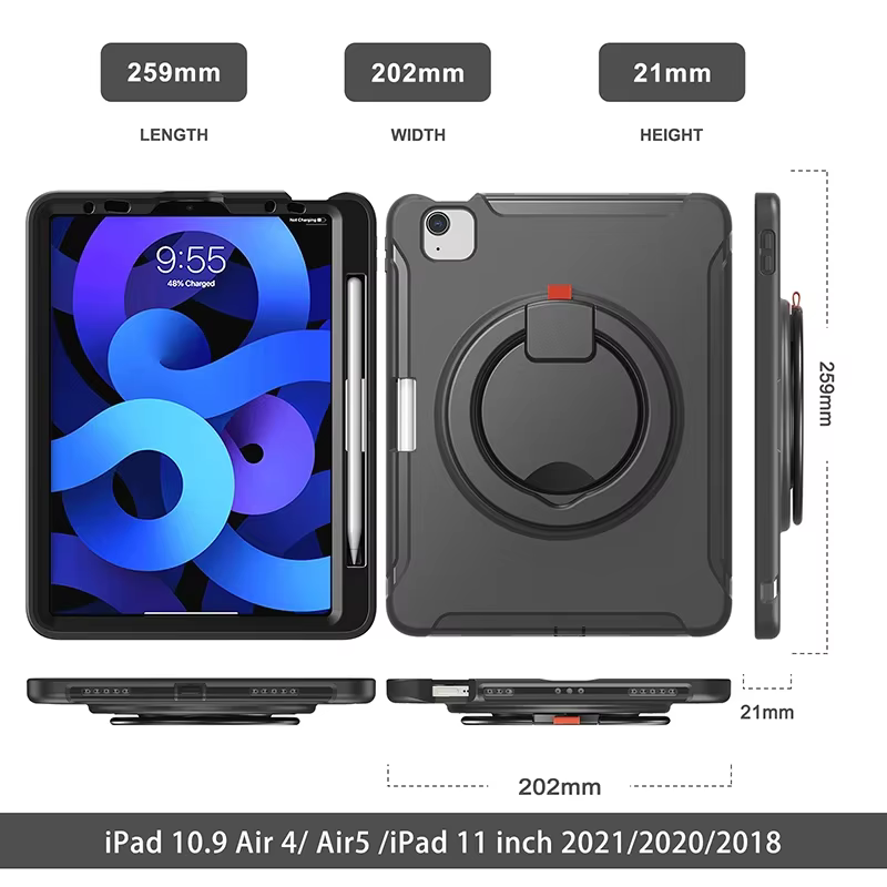Étui de protection pour iPad Pro 11 2022 2021 2020 2018 Air 5 4 10.9 pouces, support de tablette, fente pour crayon, couverture rotative à 360 degrés