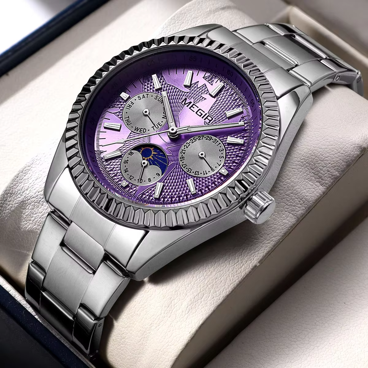 Montre à quartz MEGIR 1102 avec bracelet en acier inoxydable