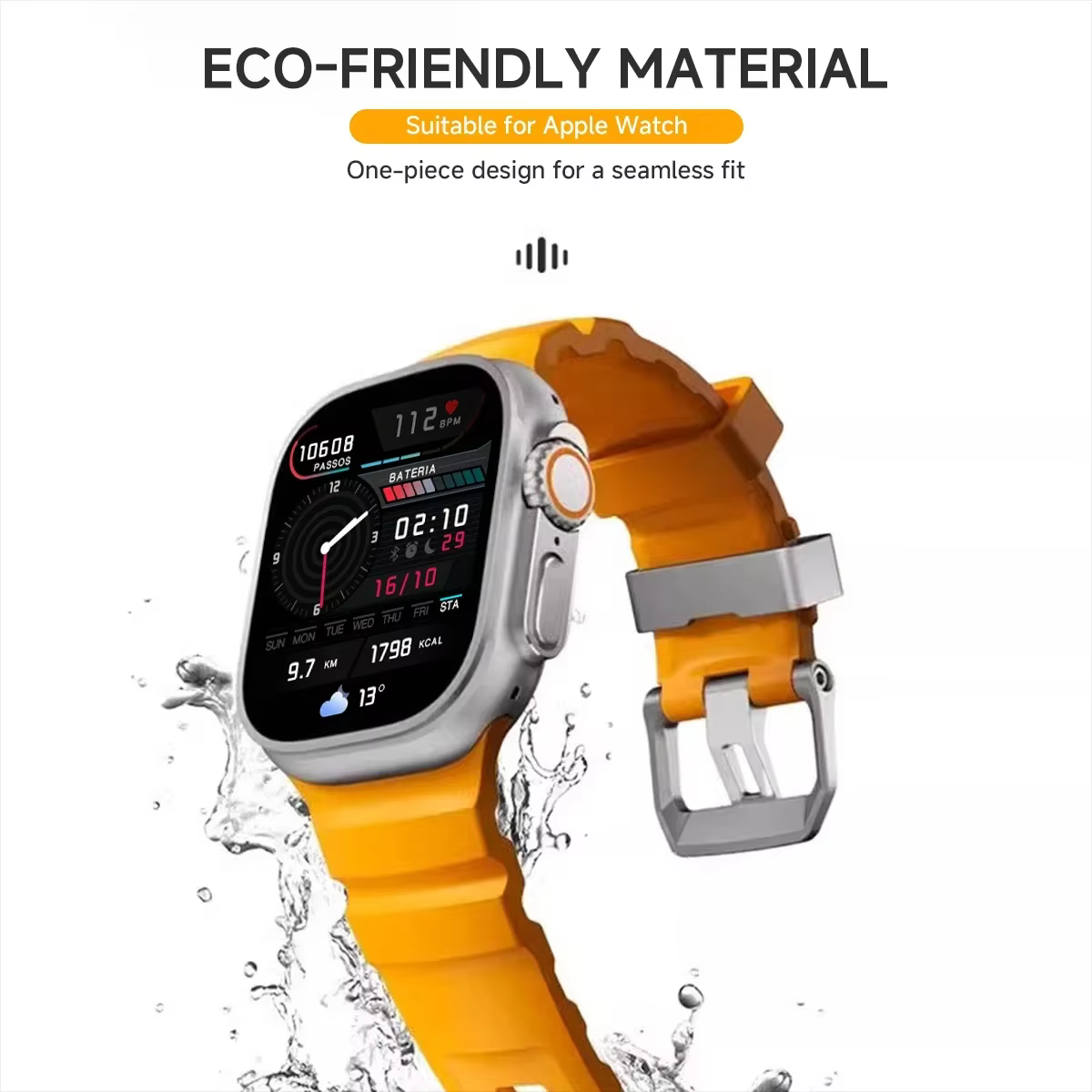 Bracelet en Silicone fluorescent pour Apple Watch Ultra 2 49mm série 10 46mm 9 8 7 45mm