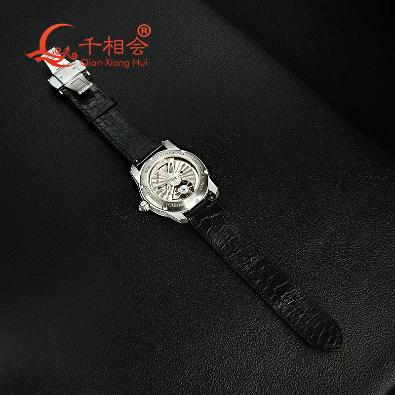 Montre mécanique de luxe entièrement Moissanite pour homme
