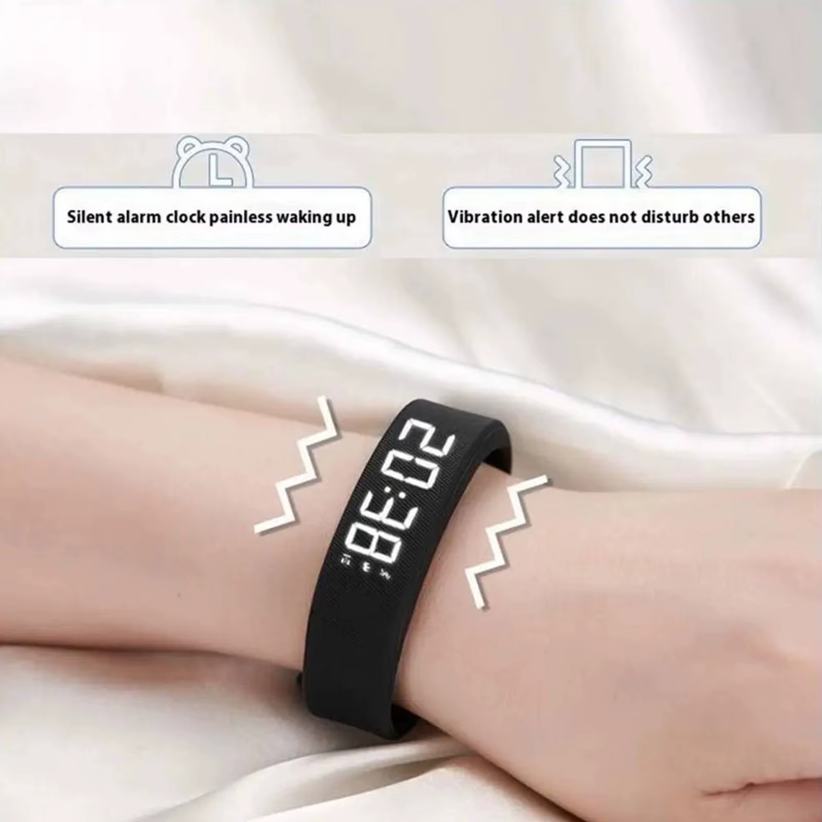 Montre de rappel d'alarme vibrante, alarme intelligente pour dormeurs lourds