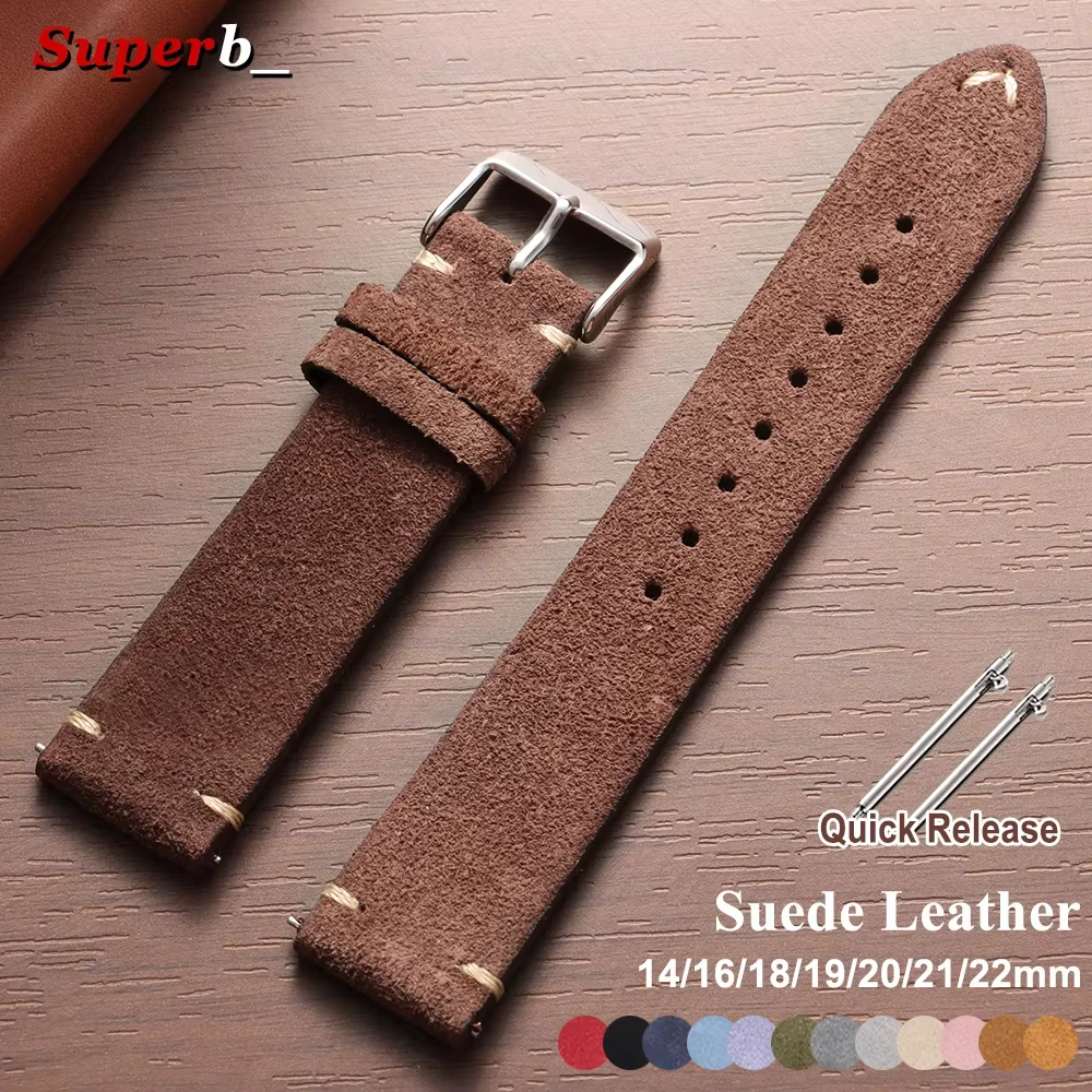 Bracelet de montre Vintage en cuir suédé