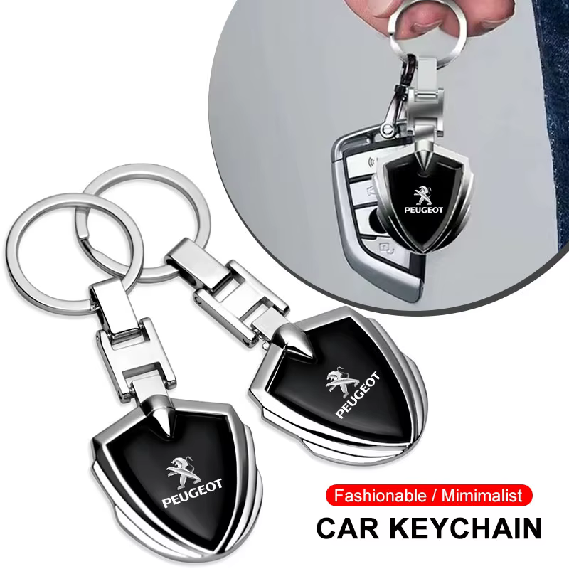 Porte-clés en métal 3D pour voiture, emblèmes de logo de voiture, accessoires pour Peugeot 308 206 207 407 607 108 208 301 308 508 608 107
