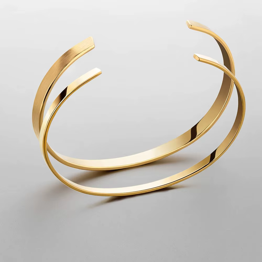 ELANDIS – Bracelet ouvert en acier inoxydable pour hommes, bijoux minimalistes, à la mode, en platine, cadeau de vacances populaire pour Couple