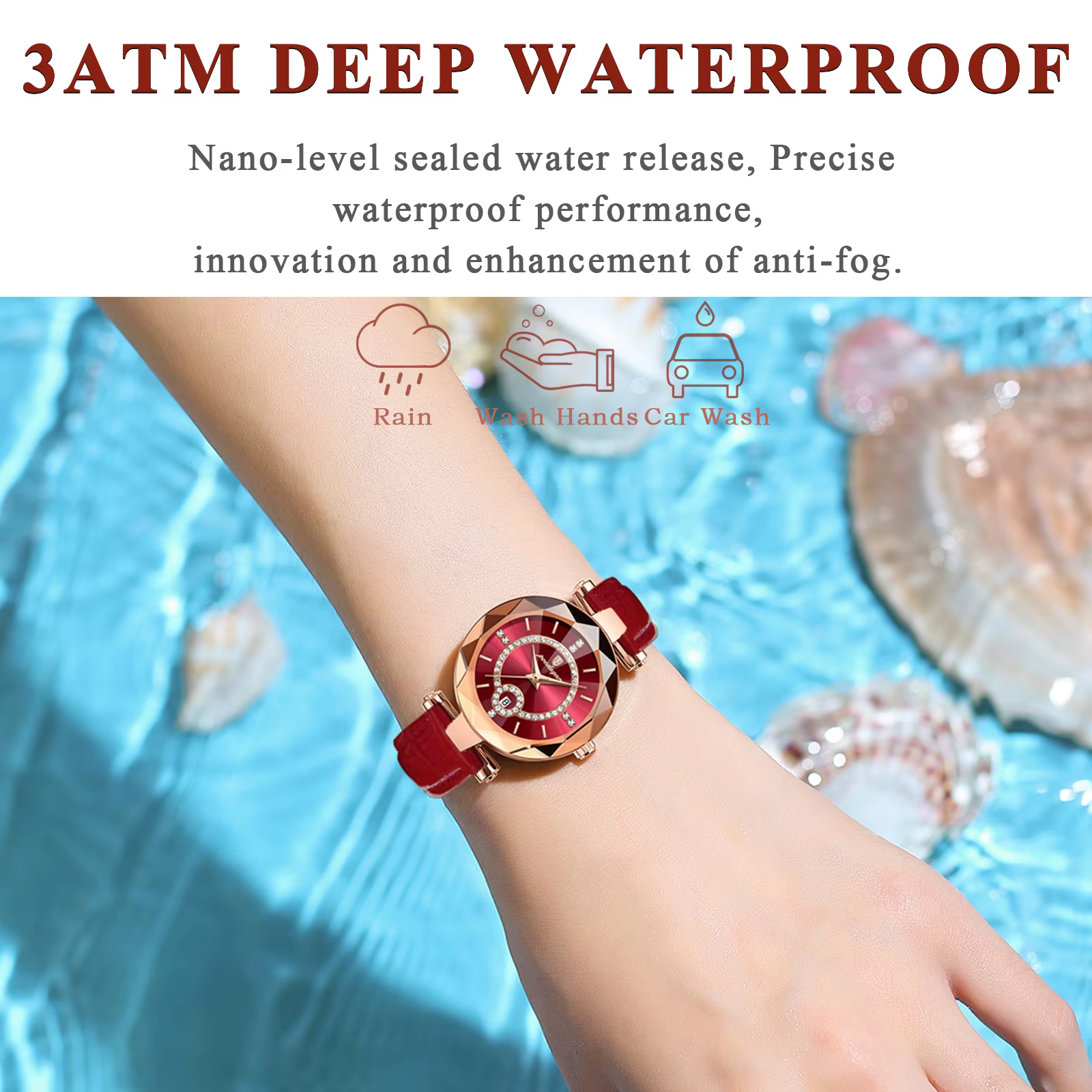 POEDAGAR montre de luxe pour femmes de haute qualité étanche Date en cuir dames montres robe Quartz décontracté