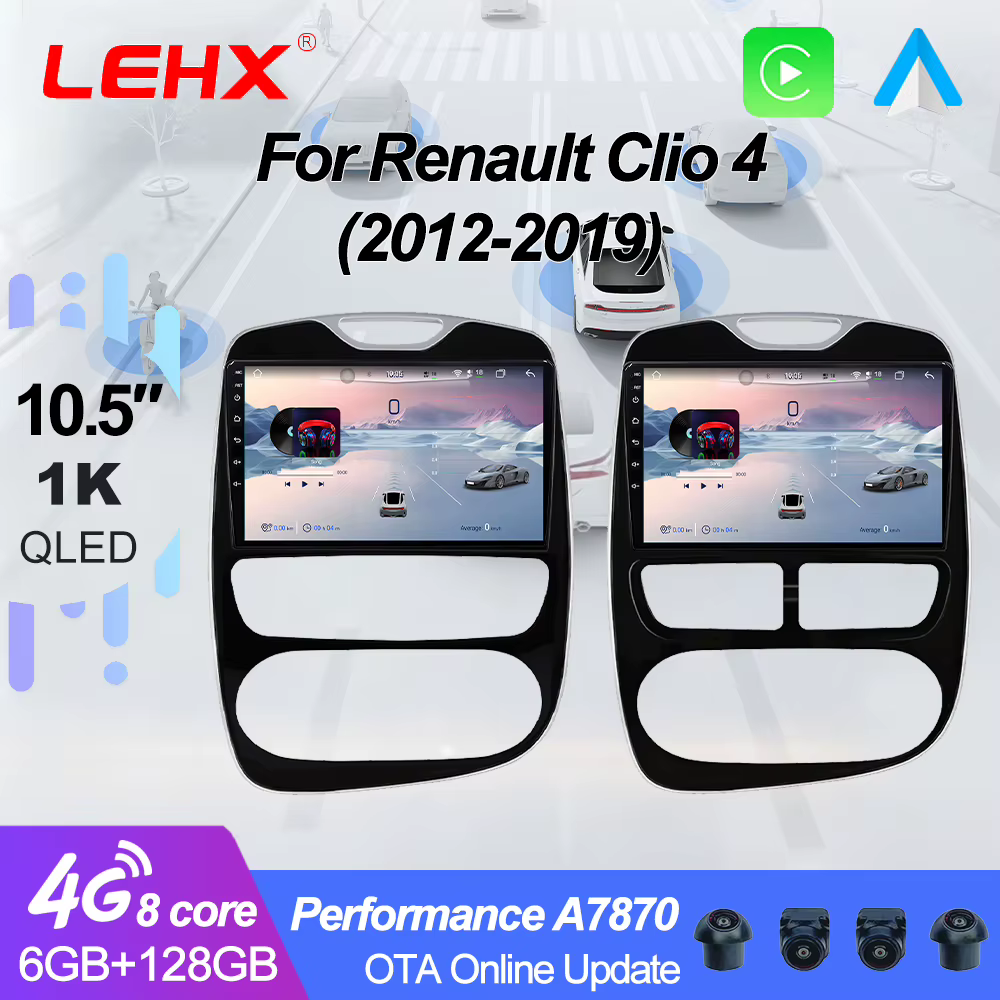 Pour Renault Clio 4 2012-2016 Autoradio multimédia Carplay Android 16 Auto WIFI GPS Navigation DSP Stéréo Autoraido 360 °   caméra