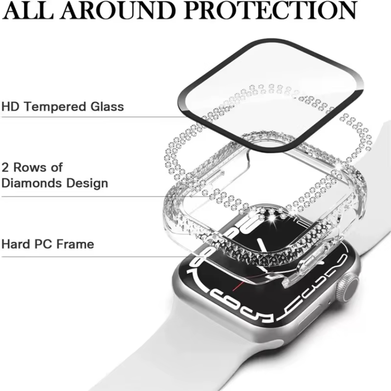 Coque en diamant + Film trempé pour Apple Watch
