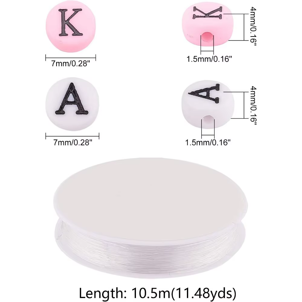 Bracelets de perles de l'alphabet grec, kits exécutifs avec fil de cristal élastique transparent pour bijoux, collier de bricolage