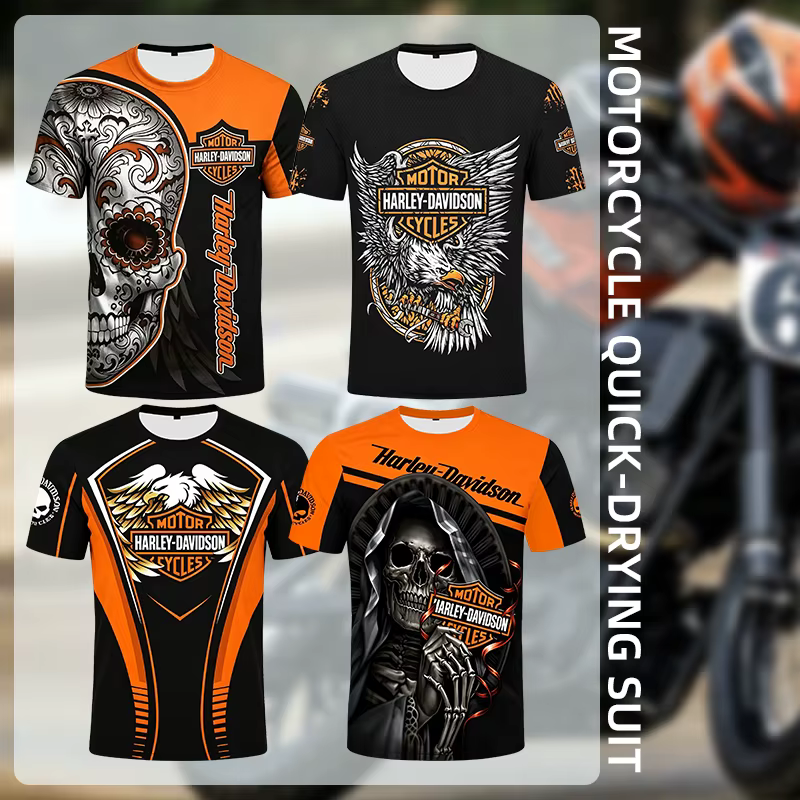 Nouveau T-shirt Harley Davidson en coton imprimé, mode, manches courtes, respirant, pour le bodybuilding, hauts Harley