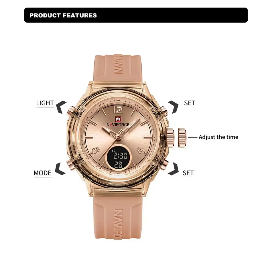 NAVIFORCE NF7109 montre à Quartz pour dames mode femmes double affichage montres