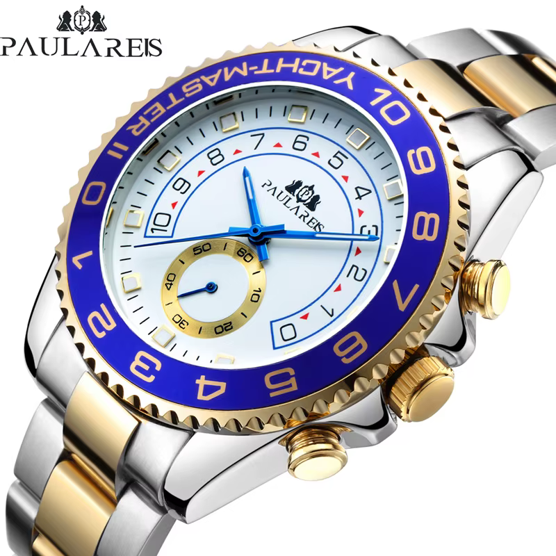PAULAREIS P marque de luxe automatique auto vent montres mécaniques pour hommes en acier inoxydable décontracté
