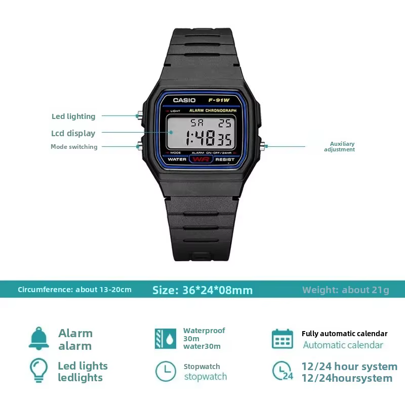 Montre électronique classique vintage Casio F-91W