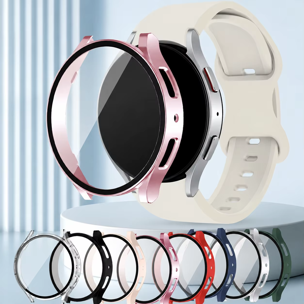 Étui de montre en verre trempé + PC pour Samsung Galaxy Watch7/6/5/4 40/44mm