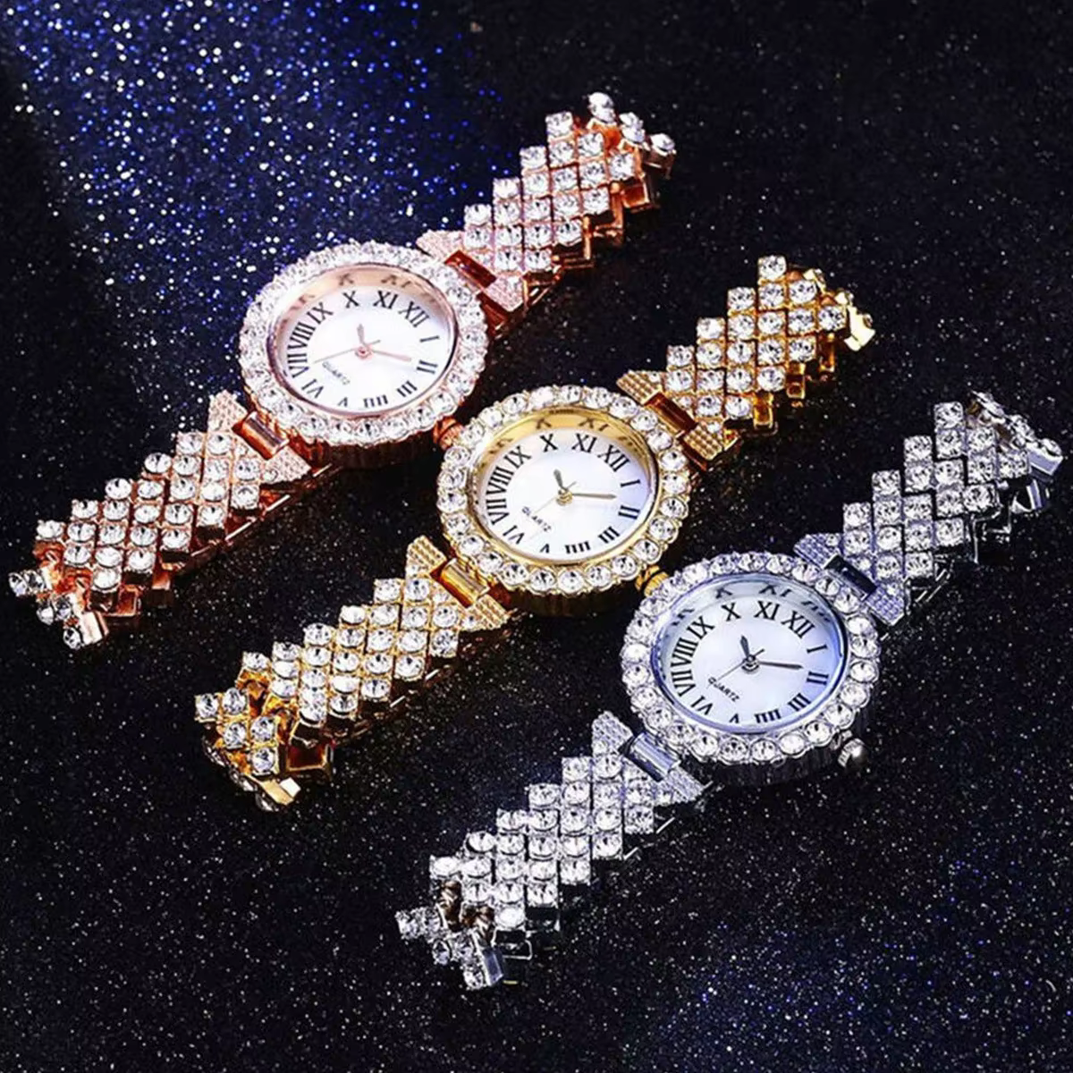 Montre de luxe en strass pour femme