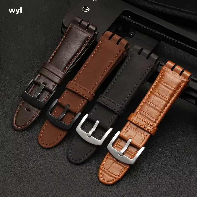 Bracelet de montre en cuir véritable pour Swatch IRONY YOS440 449 448 401G