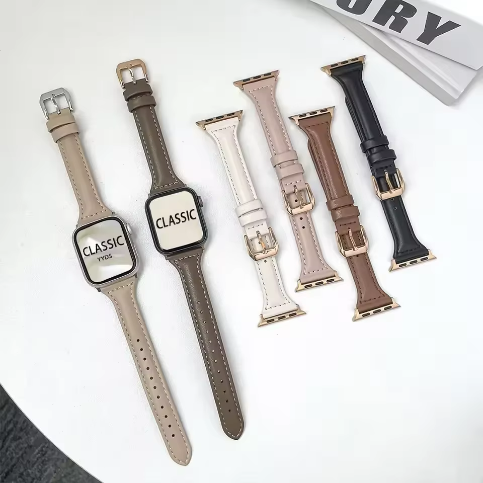 Bracelet fin en cuir PU pour Apple Watch