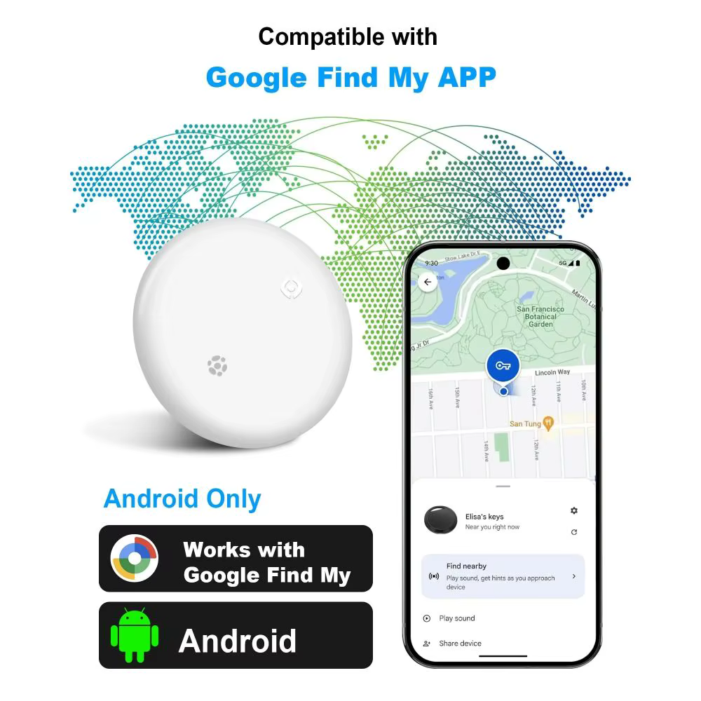 Air Tags - Balise intelligente Android, traceur Bluetooth avec étui de protection magnétique, compatible avec l'application Google Find My Device pour vélo