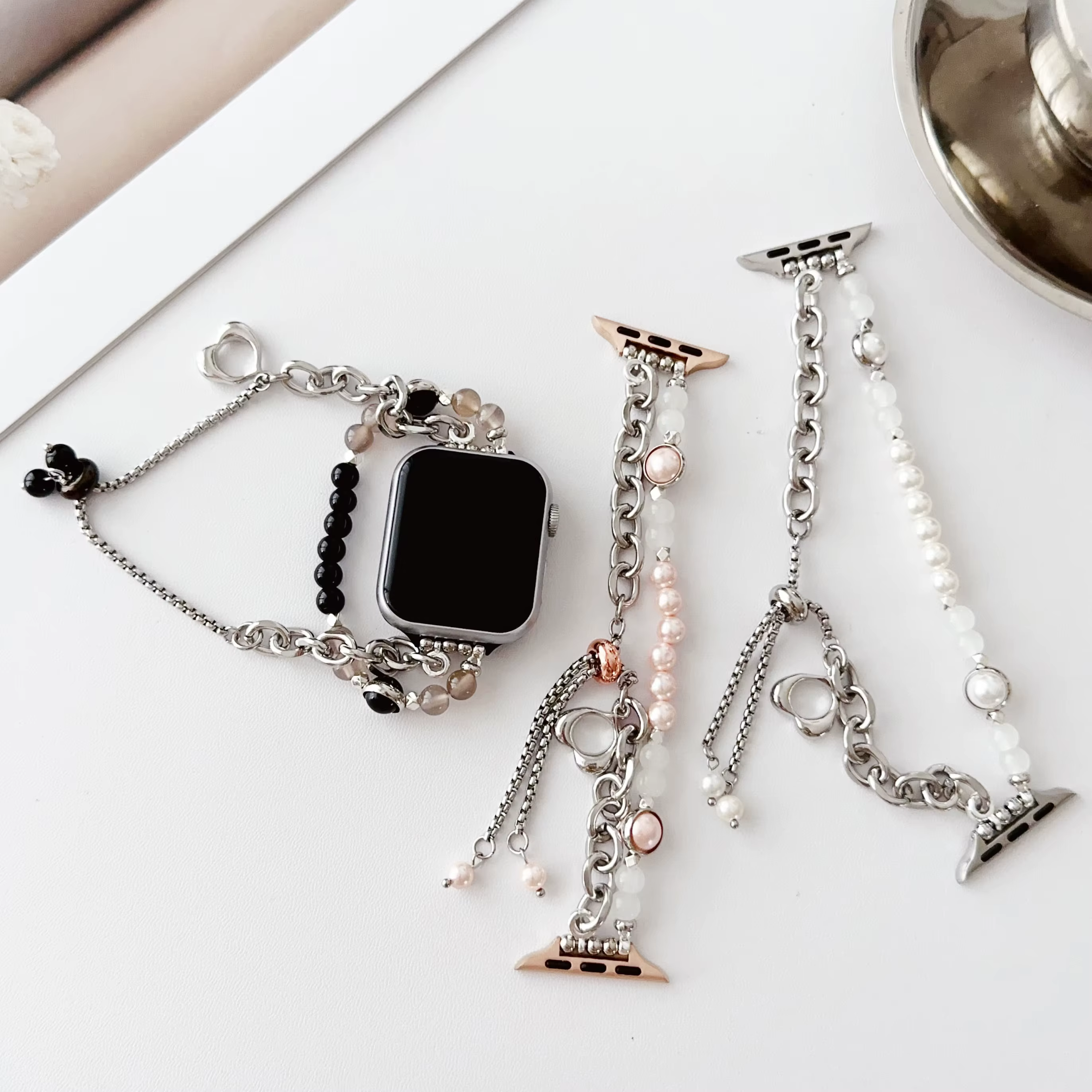 Bracelet en perles d'agate pour Apple Watch S10 42mm
