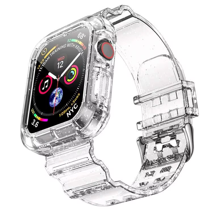 Pour Apple Watch couleur bonbon bracelet transparent + boîtier 11/10/8/7/6/5/4 49mm 46mm 42mm