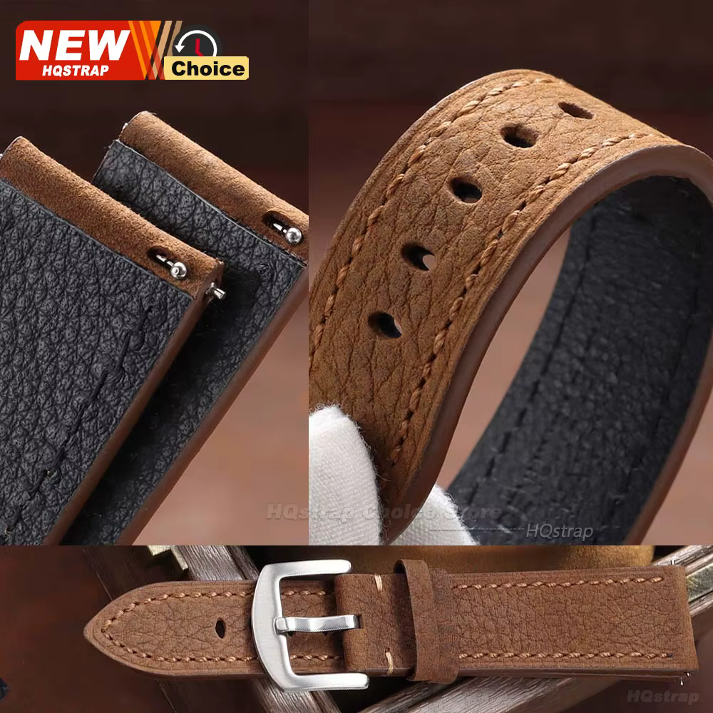 Bracelet de montre en cuir fait main rétro 20mm 22mm à motif litchi à dégagement rapide pour Omega