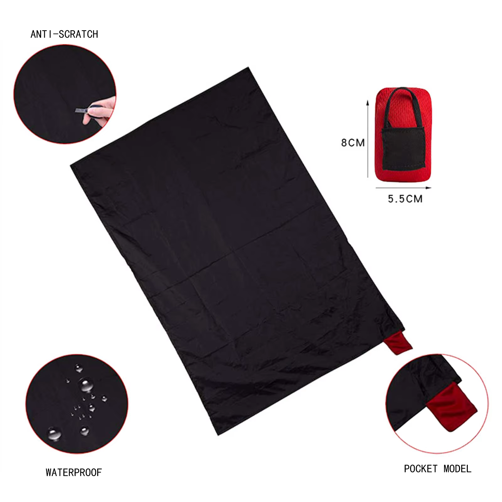 Couverture de pique-nique à mini poche, couverture de poche extérieure, pliable, compacte, polymères, portable, léger, imperméable, coussin de plage