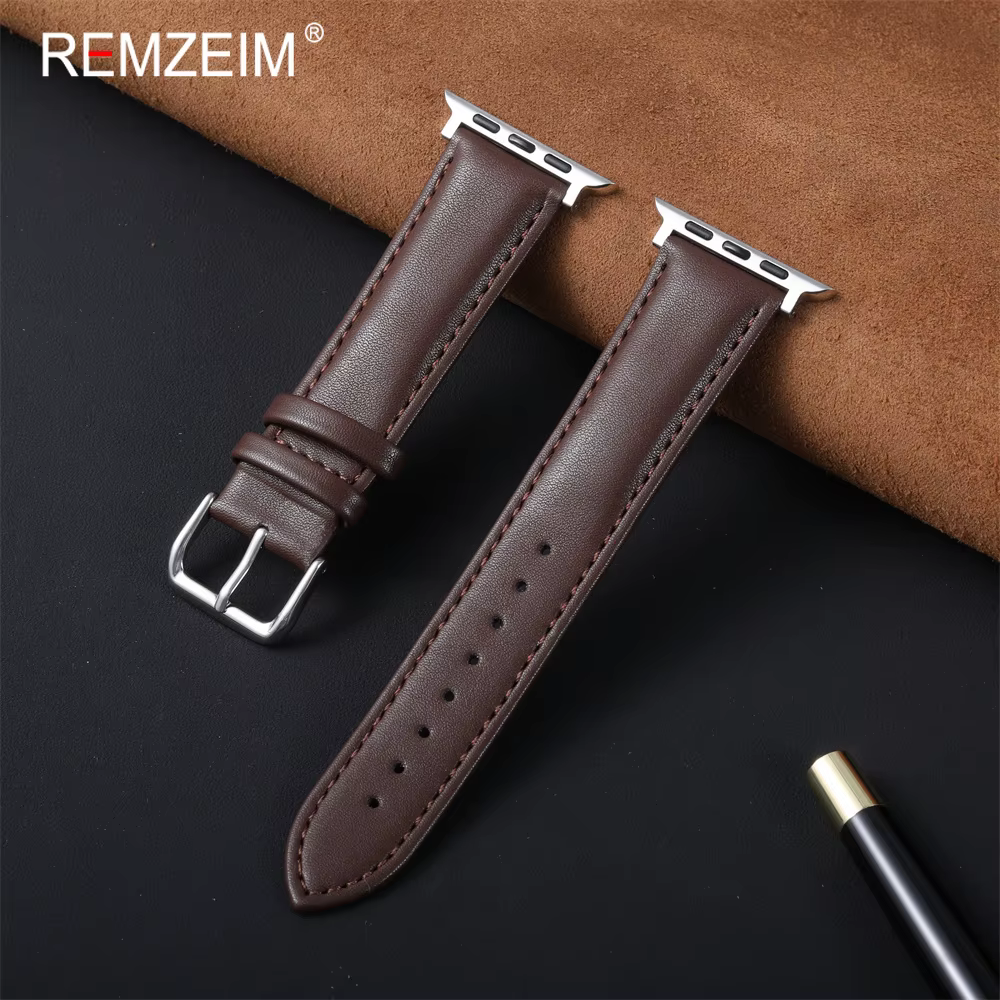Bracelet en cuir PU pour homme, usage quotidien, pour iWatch 38-49 mm, bracelet de montre unisexe pour Apple Watch Series 1-11 Ultra SE