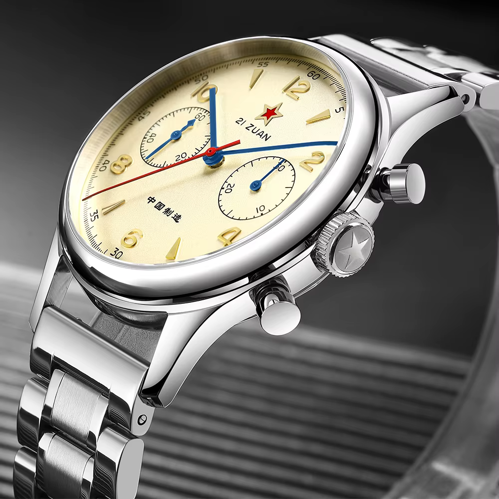 Montre mécanique à remontage manuel en acier inoxydable SEAKOSS Chronographe 40 mm 38 mm 1963 pour homme, originale Seagull ST1901, luminescente, saphir