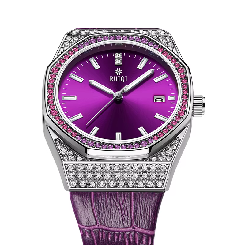 Nouveau Style Violet haut de gamme dames montre-bracelet de luxe diamant étanche lumineux montre pour femme