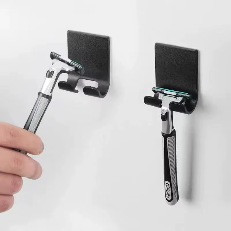 Porte-rasoir en acier inoxydable pour salle de bain, crochet de rangement mural pour hommes, étagère pour rasoir, sans poinçon, accessoires de salle de bains