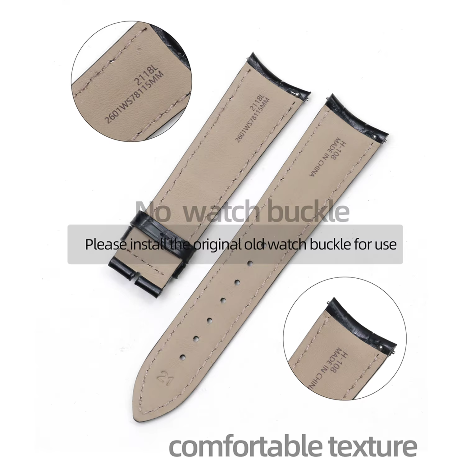 SAUPPO Bracelet de montre en cuir de veau véritable de première qualité