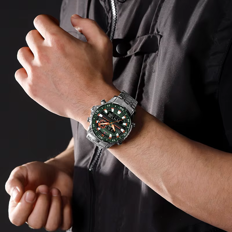 Montre-bracelet analogique numérique à quartz pour homme