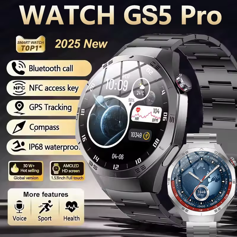 Montre connectée originale GS5 Pro GPS Sports IP68 étanche pour hommes