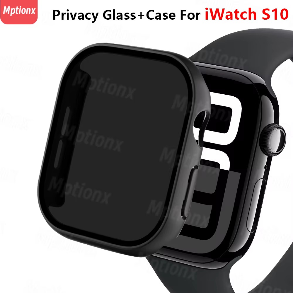 Verre trempé de confidentialité + étui pour Apple Watch 10 46mm 42mm