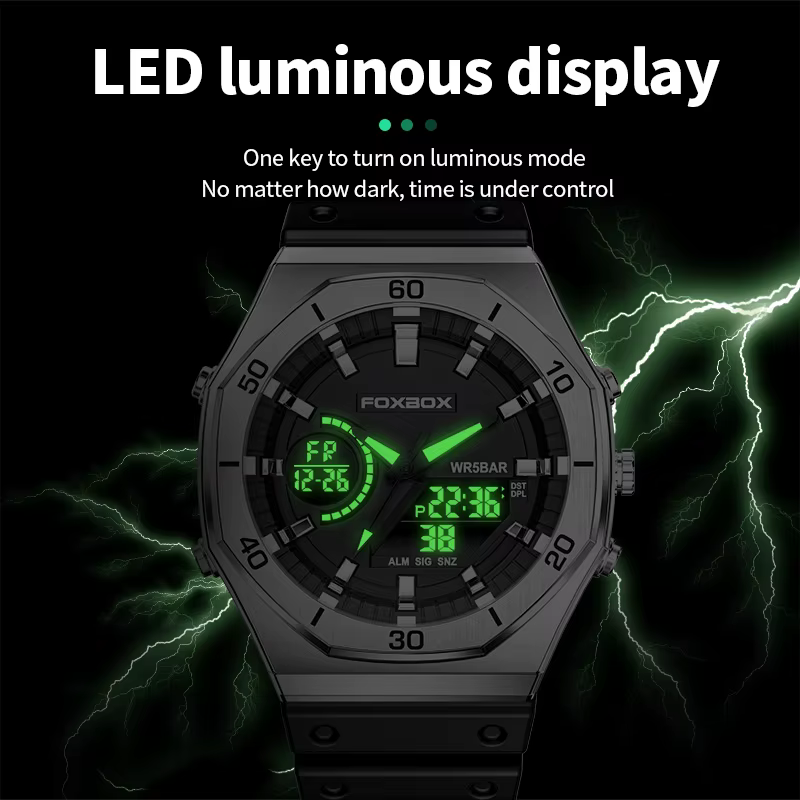 LIGE montre militaire Casio double affichage numérique sport