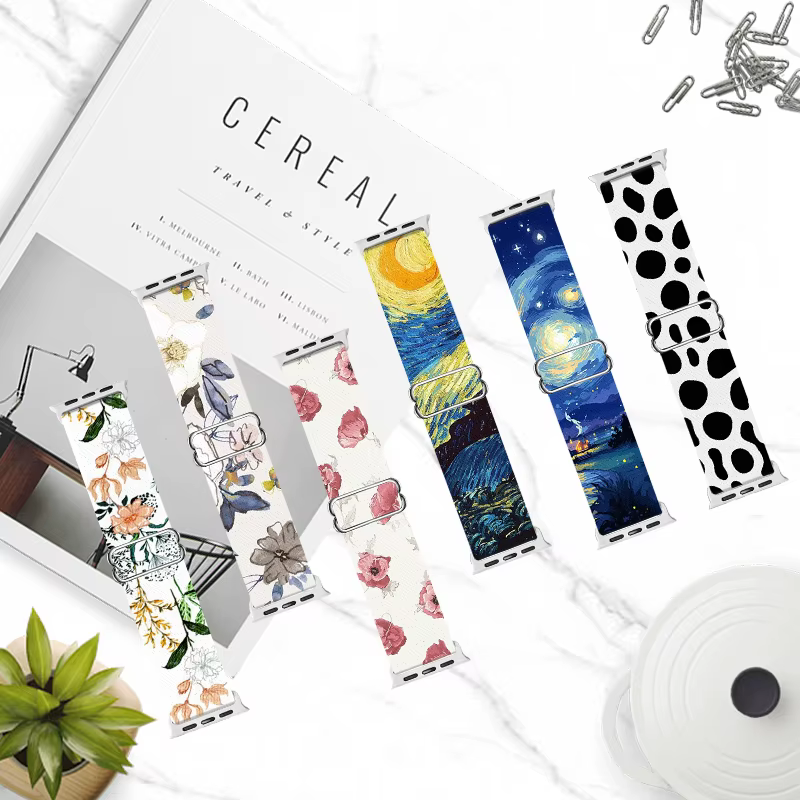Bracelet de montre imprimé pour femme - Convient aux bracelets iWatch 38-45 mm (Série 8/7/6/5/4/3/2/1/SE)