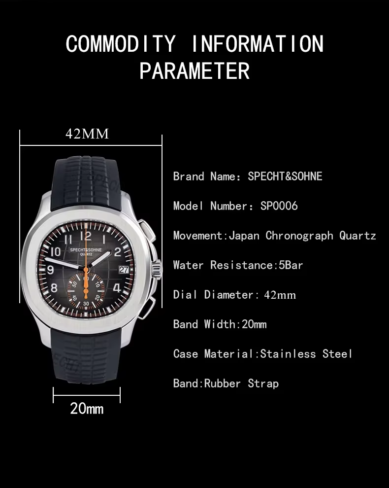 Specht & Sohne 2025 montres pour hommes montre à Quartz