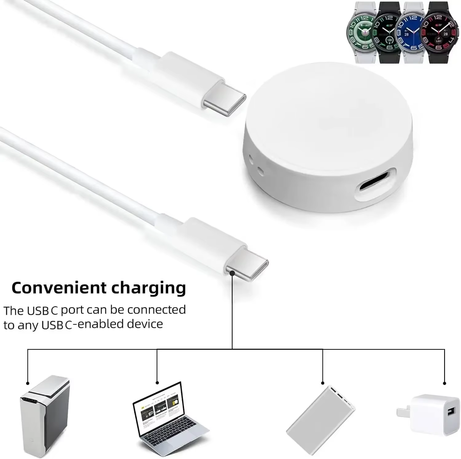 Pour Samsung Watch 7 chargeur magnétique sans fil Type C Port Dock charge pour Galaxy